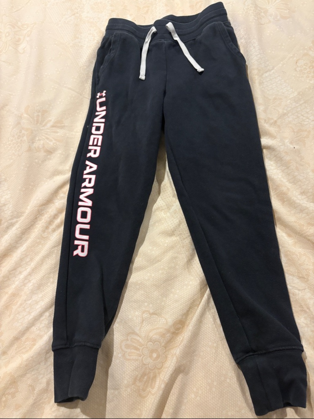 Under Armour Black Sweat Joggers with Pink Side Logo